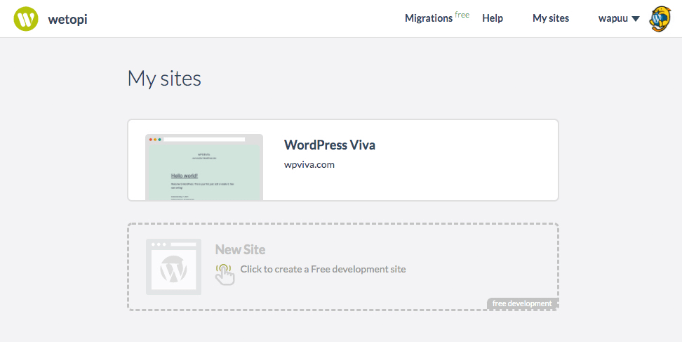 Select the WordPress Web site you want to change the domain