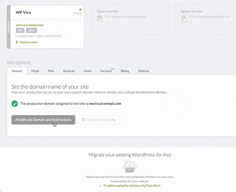 Update site domain form