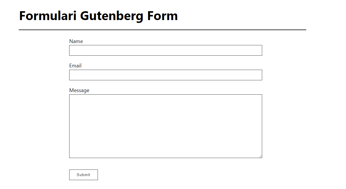 Formulario de contacto Gutenberg Form