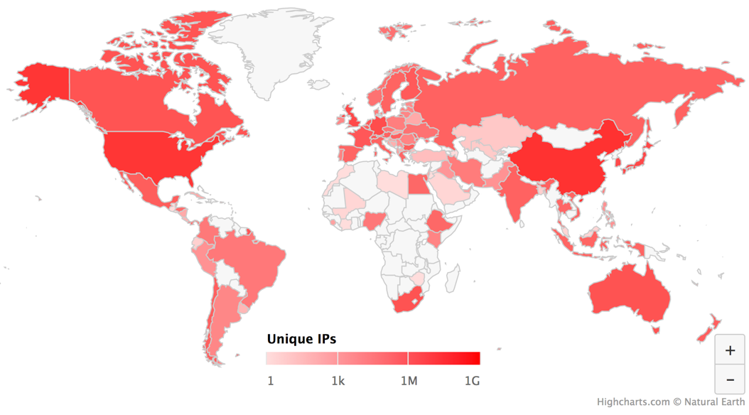 Mapa de Seguridad para WordPress mediante bloqueo de IP a nivel mundial