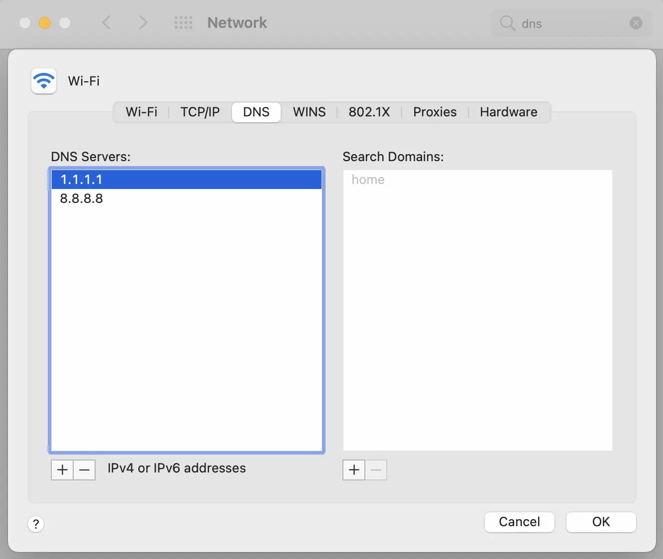 DNS servers on Mac OSX