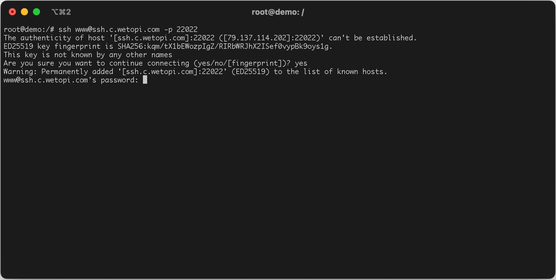 Open ssh access using password