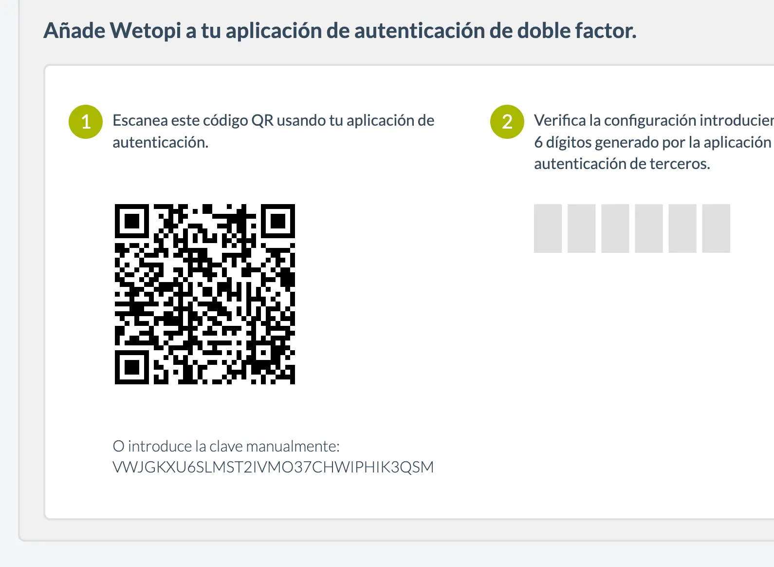 Afegiu Wetopi a la seva aplicació d'autenticació de dos factors