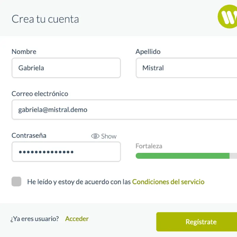 Registro acceso a panel Wetopi