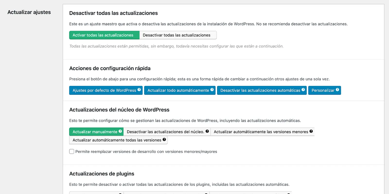 Cómo actualizar WordPress (core, plugins y temas) correctamente
