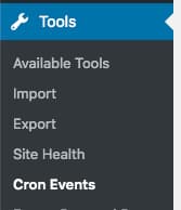 WordPress Cron Job Events Menu item