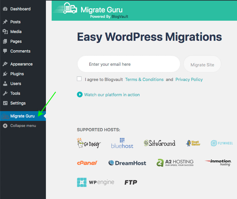 Main form to Migrate to Wetopi with Migrate Guru plugin