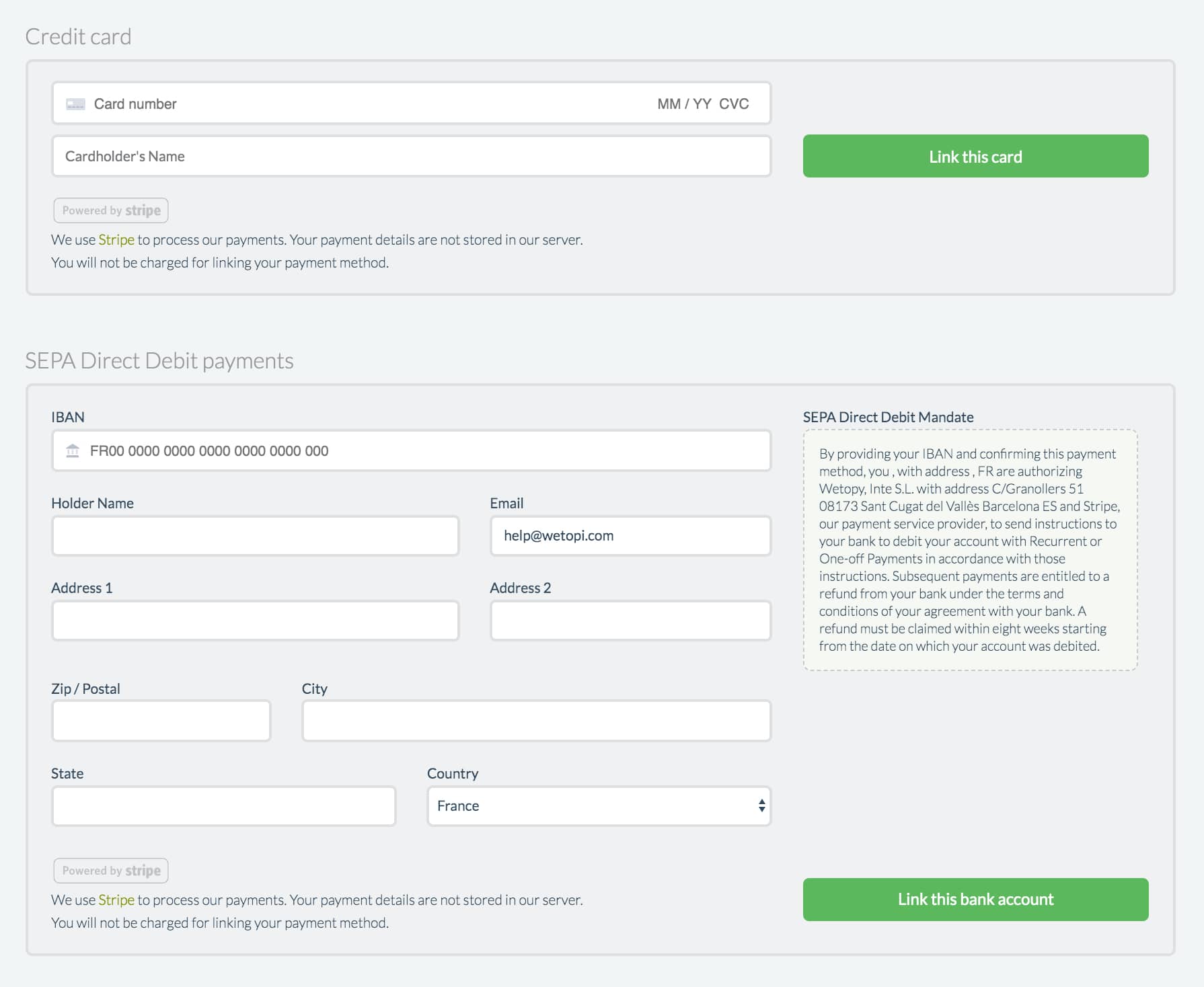 Direct Debit Payments, Free renewable Development Servers and more - Wetopi