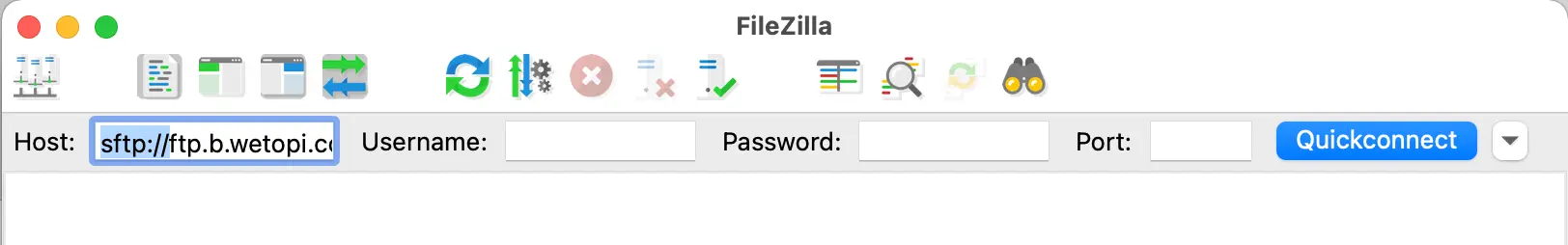 Quickconnect FileZilla fields