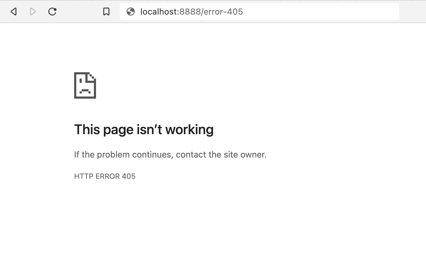 Esta página no funciona, si el problema continúa, comuníquese con el propietario del sitio. ERROR HTTP 405