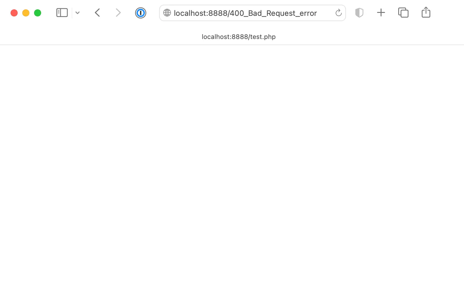 Pàgina en blanc de Safari a l'Error 400 Bad Request de HTTP