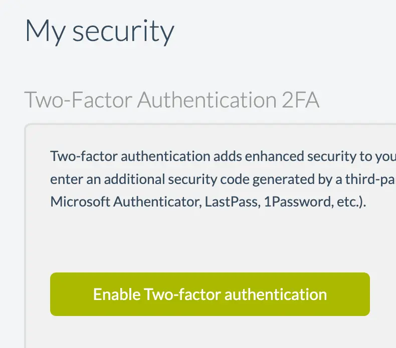 Enable Two-Factor Authentication 2FA in wetopi