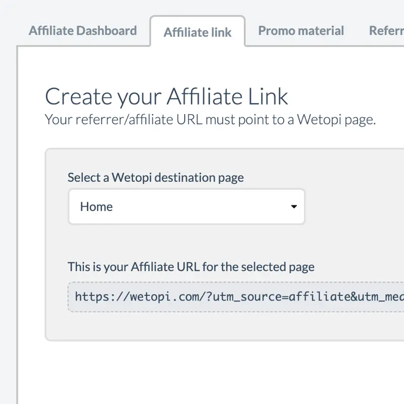 Create your affiliate link